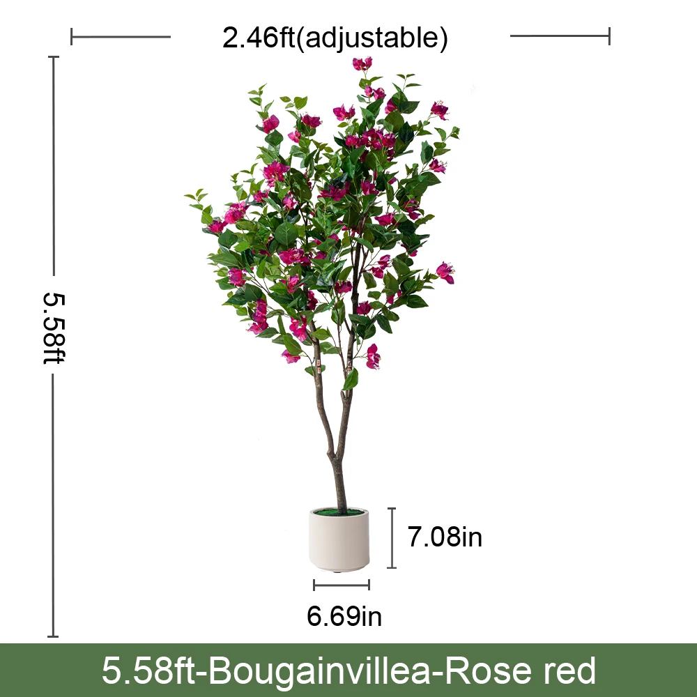 Natural Style Home Office Decor Artificial Bougainvillea PVC Green Plastic Pot Real Touch Leaves Artificial 180cm Fabric Wedding details