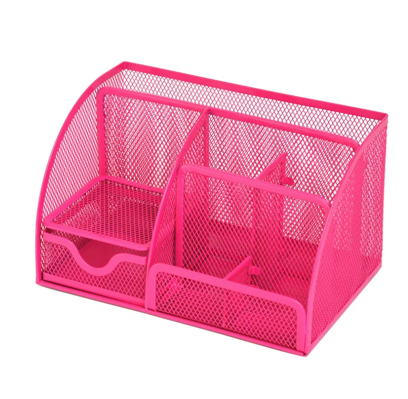 Лидер продаж, сетчатые канцелярские товары, настольный органайзер с 6 отделениями и ящиком