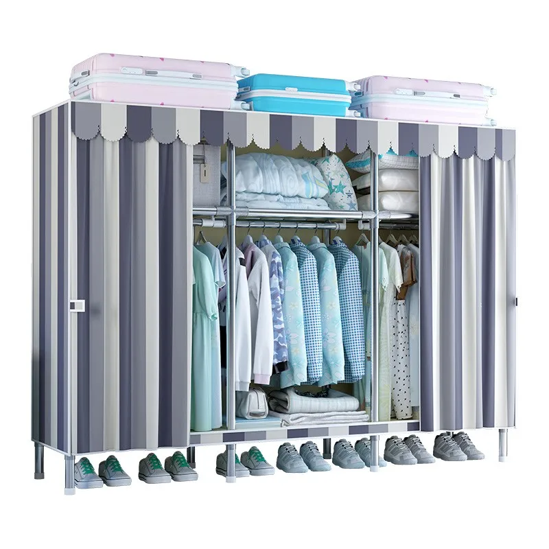 195 см китайский простой гардероб недорогой портативный складной шкаф водонепроницаемый для хранения ткани шкафы