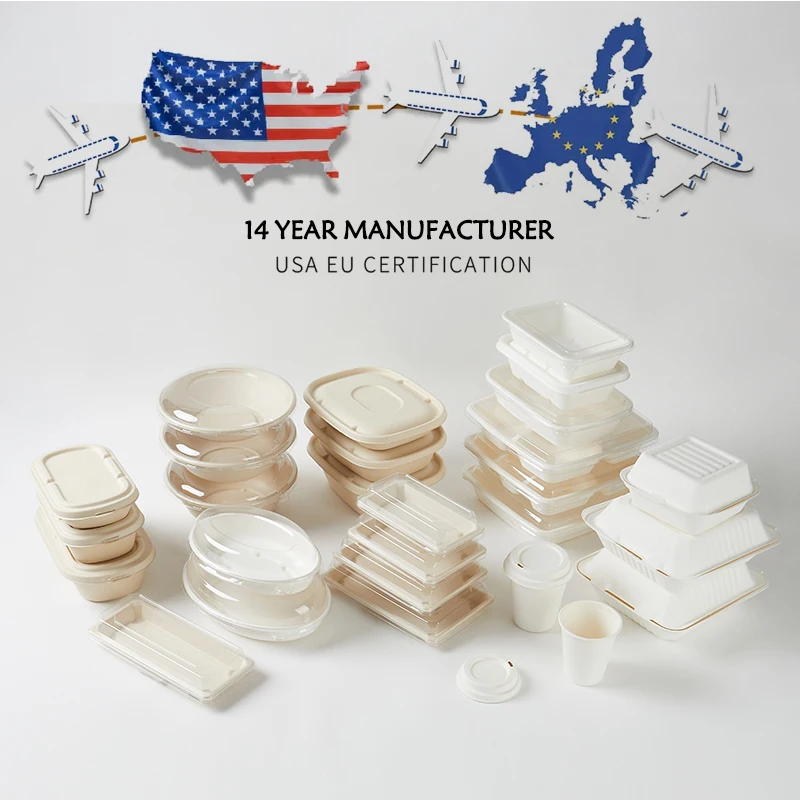 Customized Logo Disposable Sugarcane Bagasse Fast Clamshell Food ...