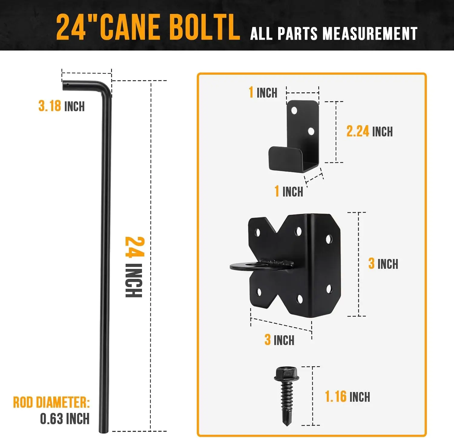 thumbnail image 2 of Gate Ground Drop Rod 18" Cane Bolt, Heavy Duty Gate Drop Rod Fence Door Ground... Ground Rod 2 of 13
