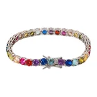 Hot Sale Rainbow Cz Stone Fashion 18K White Gold Plated 925 Sterling Silver Jewelry Tennis Chain Bracelets