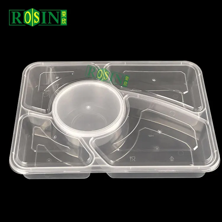 6 Compartments Microwave Safe Disposable Reusable Takeaway Bento Lunch Box Plastic Food Meal Prep Container With Lid