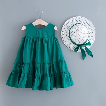 Ins Hot 2022 New Summer Girl Cotton Vest Skirt Sleeveless Princess Loose Dress for 2-6 Years Girls