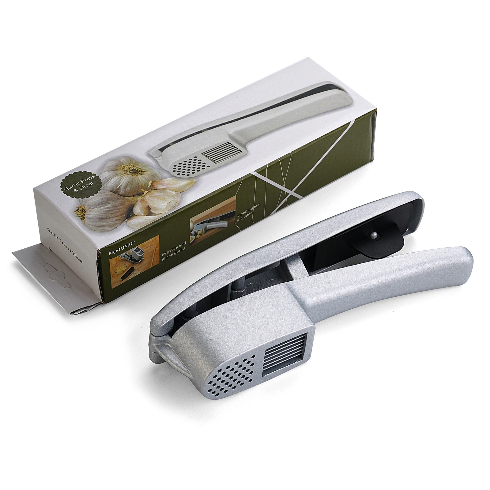 Garlic Press, 2 in 1 Mince & Slice, Ergonomic Design, Professional