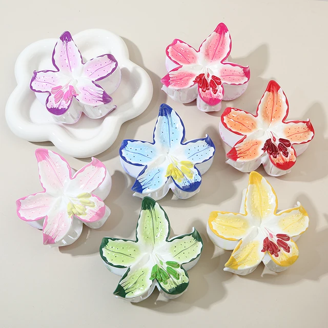 Korean Version of Starfish and Narcissus Grab Ps Frangipani Thickened Shark Clip Fashionable and Elegant Claw Clamps for Women