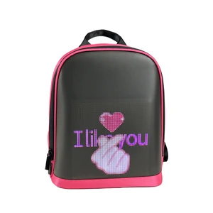 Unisex B8031 LED Light Emitting Cross Display Backpack Soft PVC Waterproof Mesh Polyester for Students Leisure Use Zipper