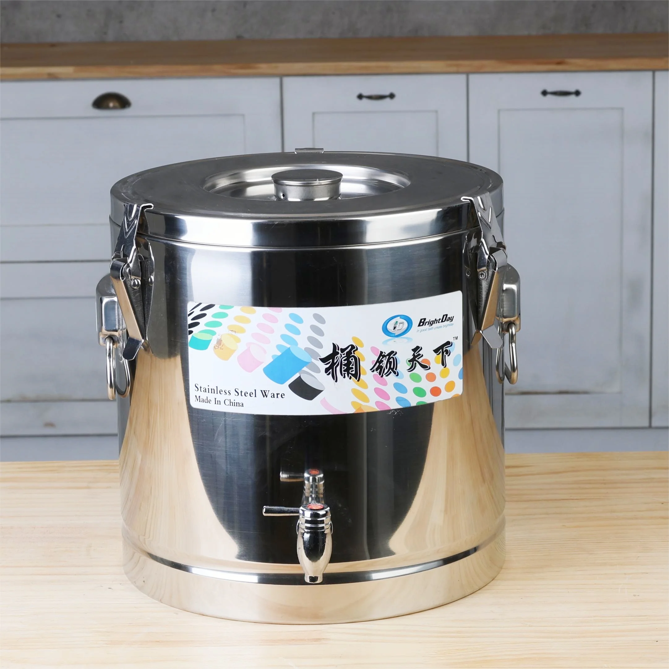 Large Capacity Stainless Steel Heat Insulation Barrel Big Pots for Cooking Double Wall Food Container Foam Ice Bucket_6