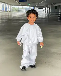 New Children's Clothing Sets for Boys and Girls Autumn Winter Loose Sports Casual Plus Fleece 100% Cotton Print Sweatshirt