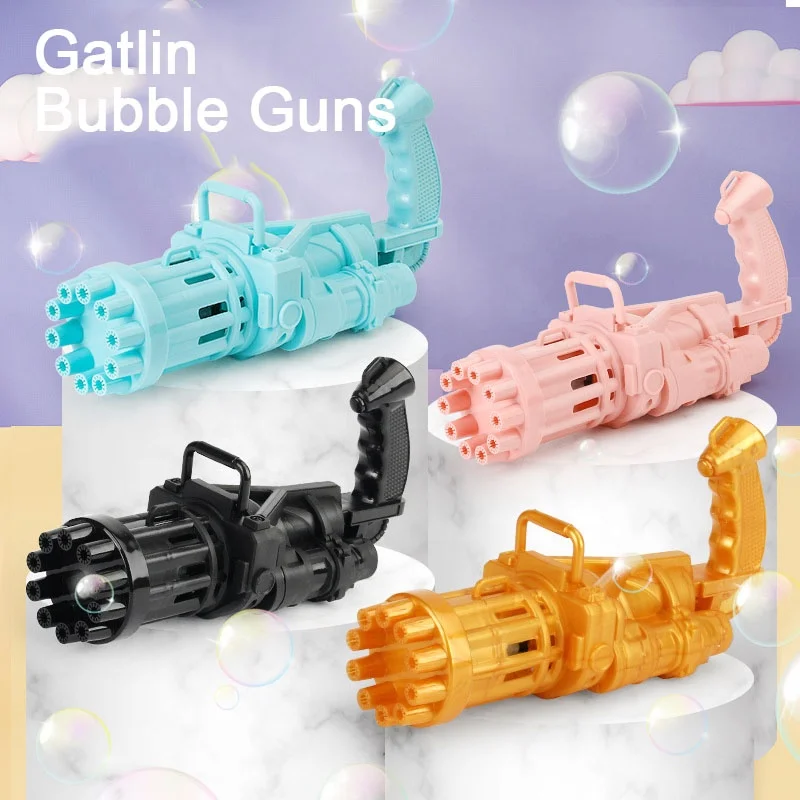 Новинка 2021, электрическая пластиковая воздуходувка Гатлин, пузырьковый аппарат с восемью отверстиями, игрушечный пистолет Гатлинга для детей