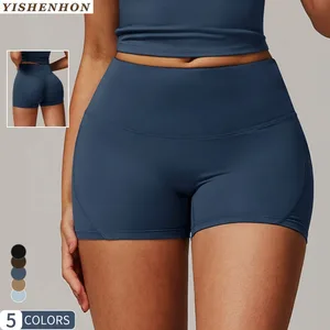 For YISHENHON 2026 Summer High-Waisted Butt-Lifting Yoga Shorts for Women Solid Pattern Outdoor Sports Running Fitness Leggings