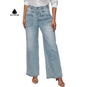Women's High Waist Loose Jeans Mujers Boyfriend Pour Femme Straight Wide Leg Denim Trousers Robe Jeans Pour Femmes