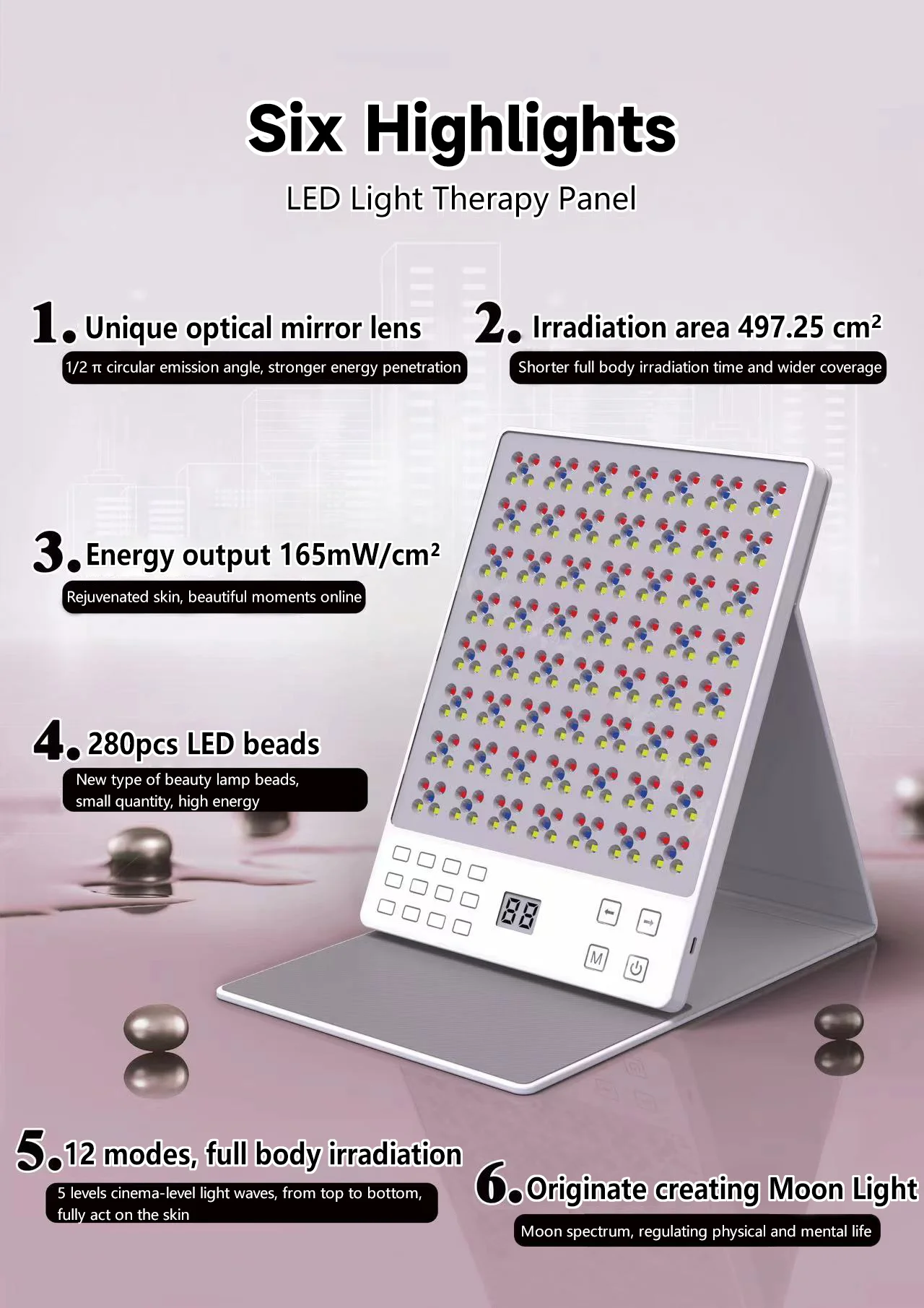New High Powered Red Light for Home Use 660nm 850nm Near Infrared Light Therapy Device with Timer and Stand for Skin Beauty