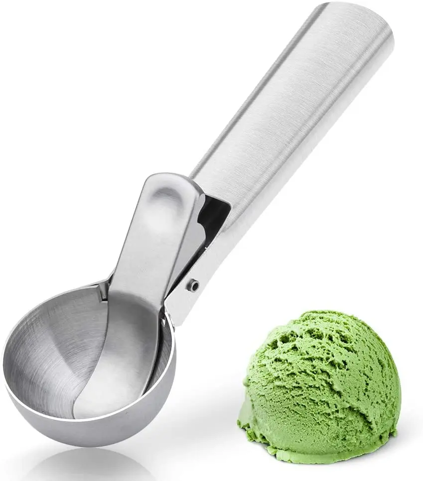 stainless steel cookie spoon ice cream scoop with trigger and