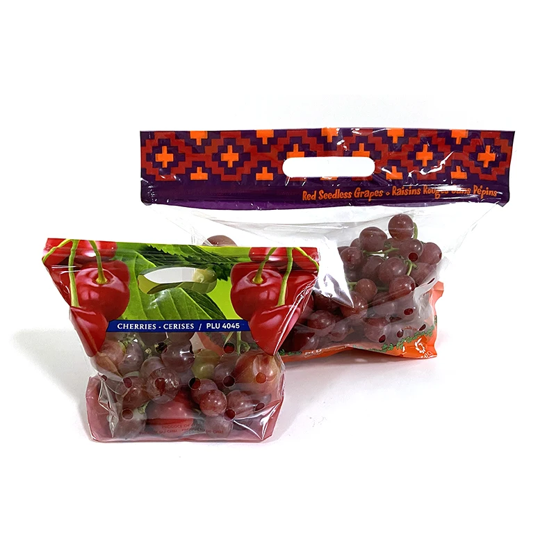 Accept Custom Plastic Fruit Grape Fresh-keeping Packaging Bag Plastic pp Pe Fresh Grapes Ziplock Packaging Bag with air Holes