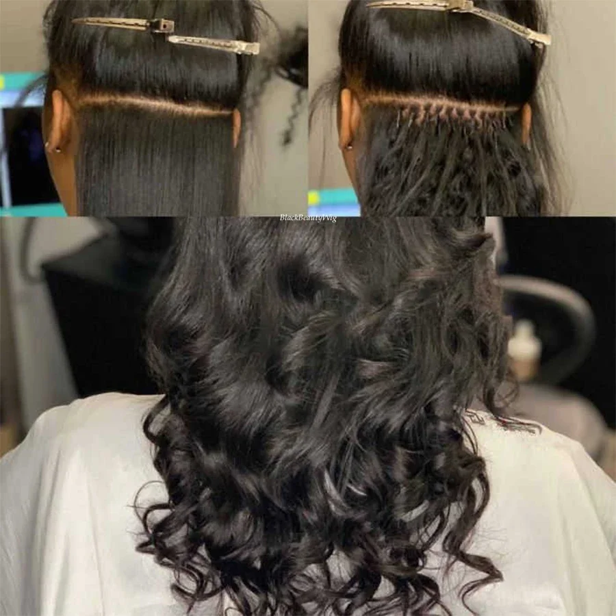 Extensión de cabello humano Microlink I Tip, onda suelta, cabello brasileño Remy, preadherido, 100 g, 100 hebras_voghion.com