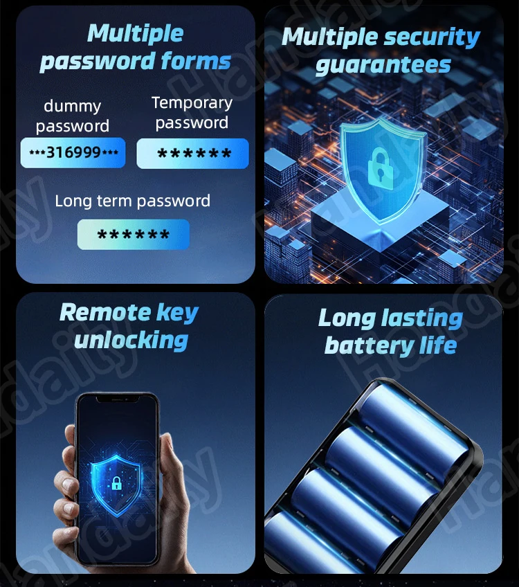 handaily palm face recognition smart lock tuya wifi video monitoring intercom smart door lock with 6590 mortise s9-4