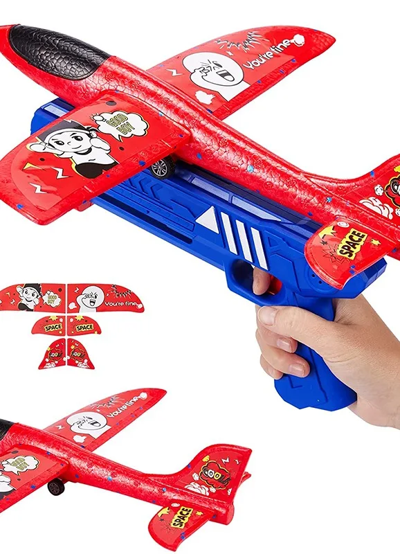Outdoor Play Kids Glider Flight Flying Foam Airplane Shoot Gun Pistol