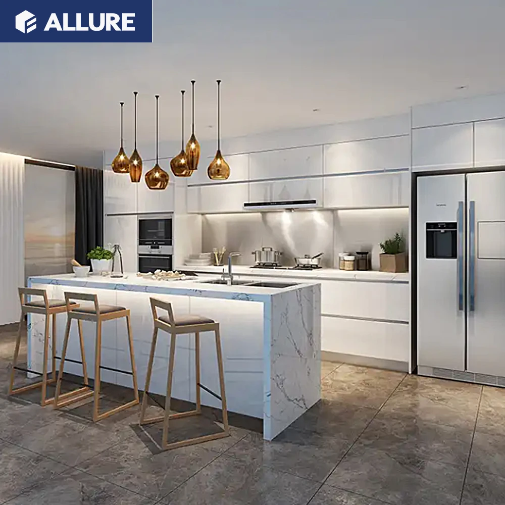 Allure Free Design High Gloss Wood Smart Modern Designs Ready to Assemble Kitchen Cabinet Pantry Organizer Kitchen Cabinet