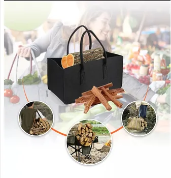 Outdoor Large Carrying Firewood Tote Bag Premium Quality Foldable Ffelt Firewood Storage Basket