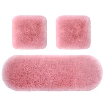 Universal fluffy faux fur long plush auto car front seat cushion cover warm