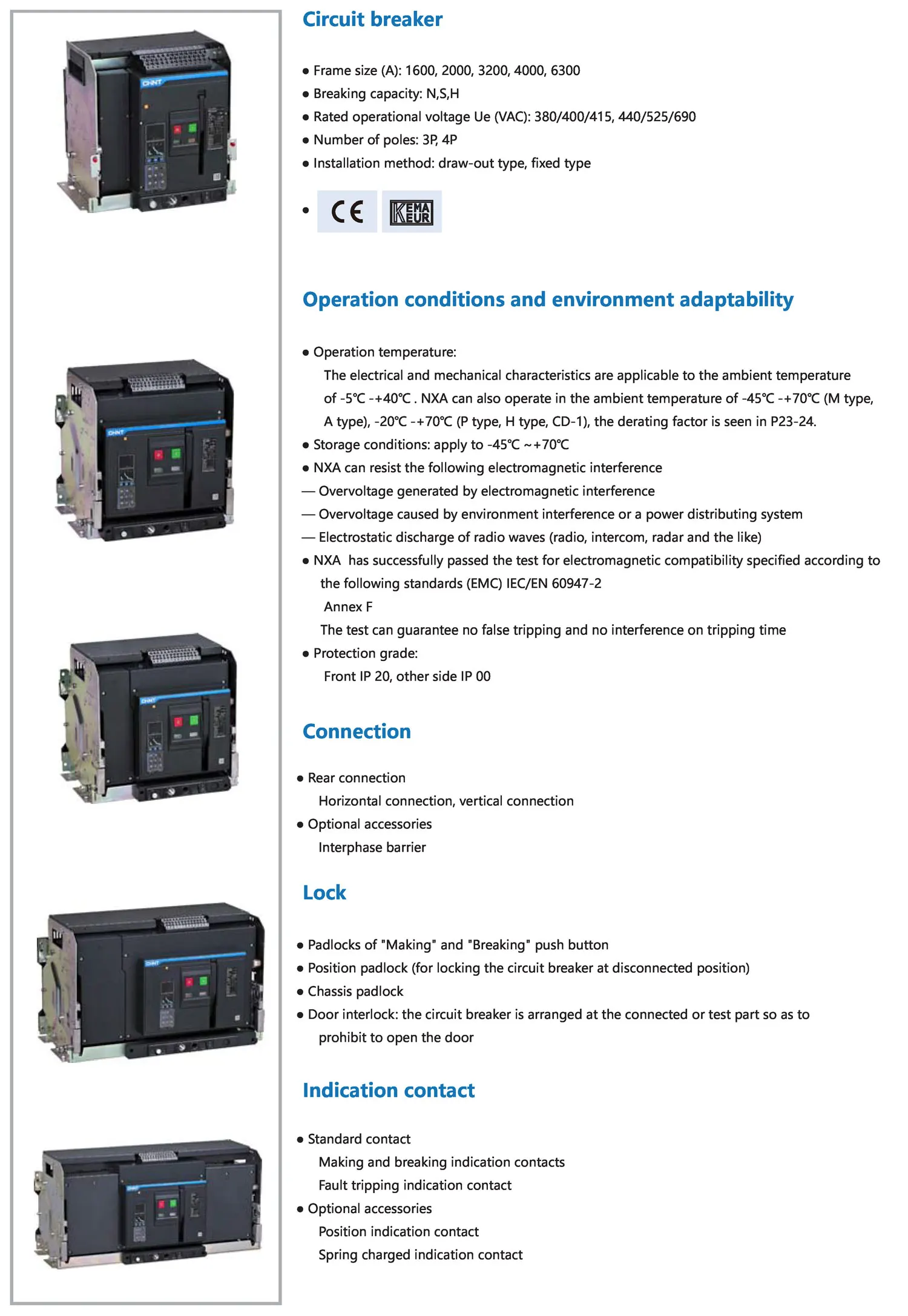 Chint original NXA ACB 3P 4P NXA16 NXA20 NXA32 NXA40 NXA63 1600A 2000A 2500A 3200A 4000A 6300A CHNT Chint Air Circuit Breaker