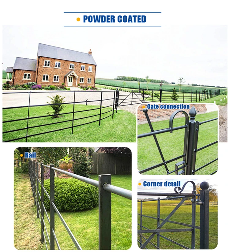 Economical Euro Estate Panel Fencing Wrought Iron Livestock Panels And