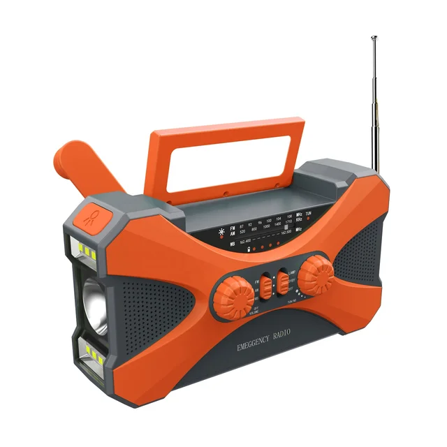 10000mah rotary dynamo rechargeable emergency radio crank am fm solar power bank radio