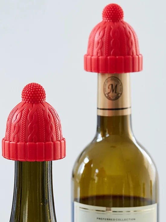 High End Bpa Free Christmas Cute Hat Design Wine Stopper Sealed Freshkeeping Whiskey Lid