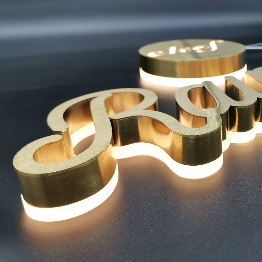 3D LED Front-lit Signs With Brushed Gold Plated Letter Shell For Louis  Vuitton│