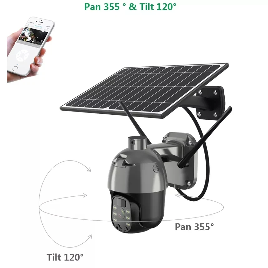 4G Solar HD Camera Human Induction 1080P Intelligent Solar Energy Alert PTZ Camera Remote Surveillance Two Way Voice Intercom