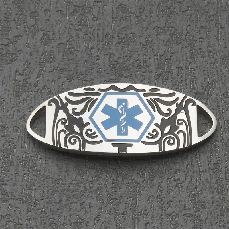 Stainless Steel Medical Alert ID Identification Tags for Custom Engraved Bracelets White Medical Tag