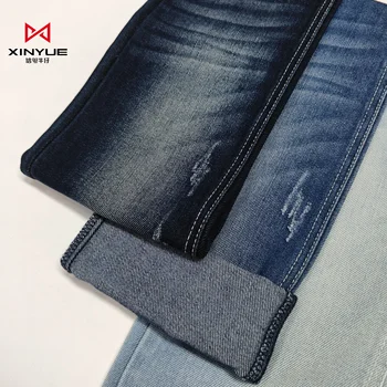 For Jeans 7.6oz High Quality Clothing Fabric Wholesale Right Twill 80% Cotton Denim Fabric Black Tricot Woven YARN DYED T7-271