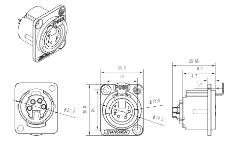 New XLR 4 Pin Female Socket IP40 Indoor Audio Video Cable Connector with Solder Adapter Cable Connector XLR 4 Pin Female Chassis