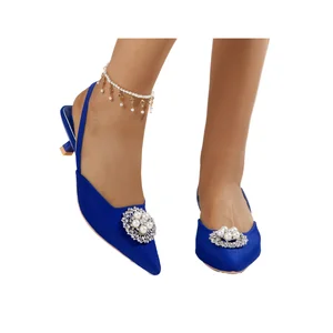 Wholesale European American Retro Open Toe High-Heeled Sandals for Women with Rhinestones Factory Direct Sales-Baotou