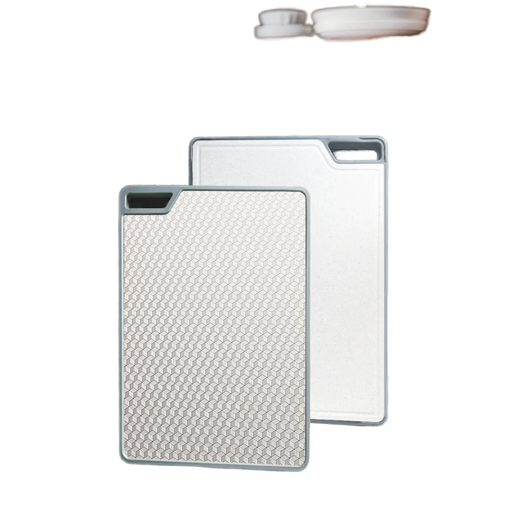 Cross-border 304 Stainless Steel Disposable Square Double-Sided Anti-Slip Antibacterial Straw Chopping Board Dishwasher Safe