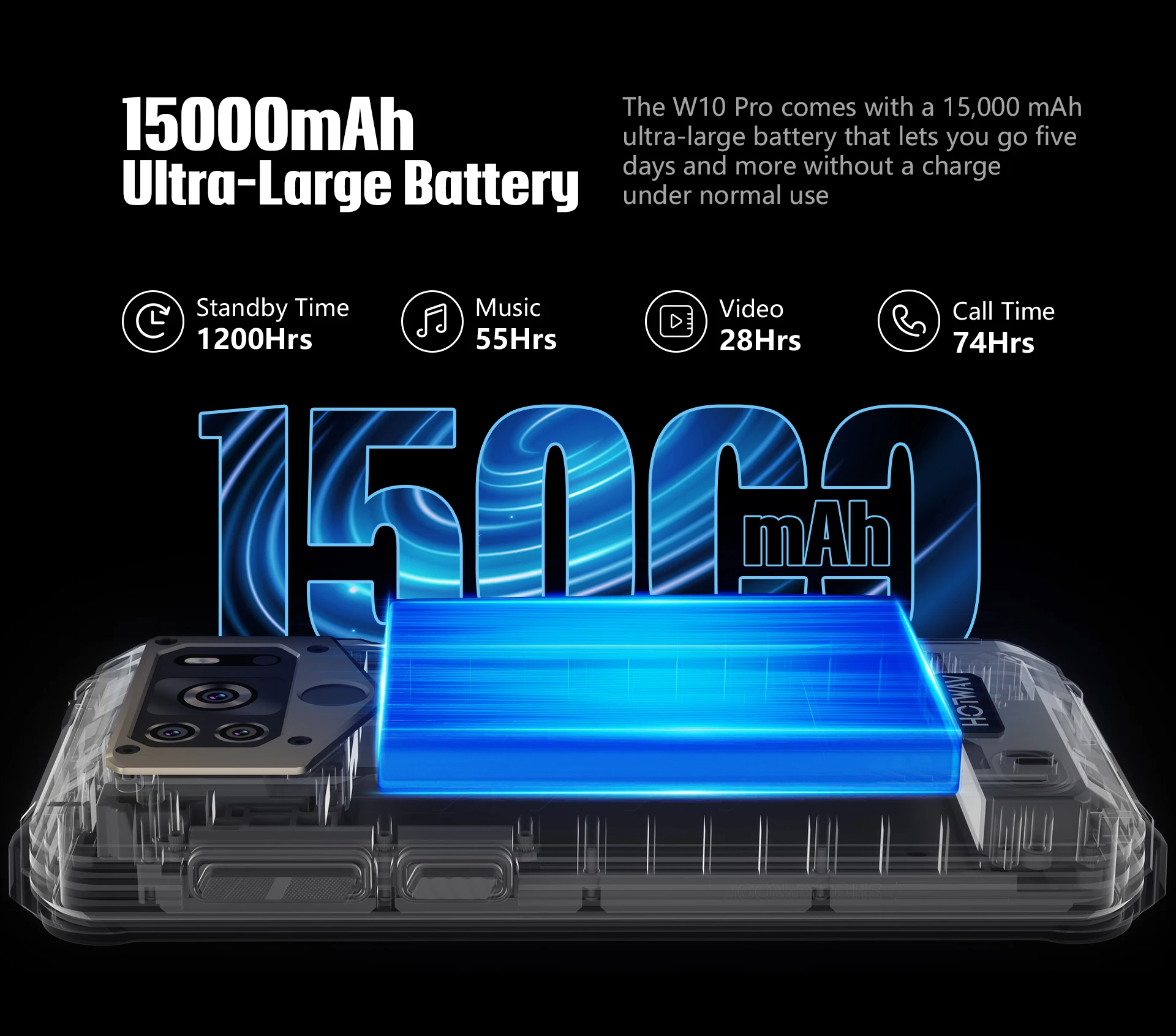 6+64gb Hotwav W10 Pro Big Battery 15000mah 4g Rugged Android 12