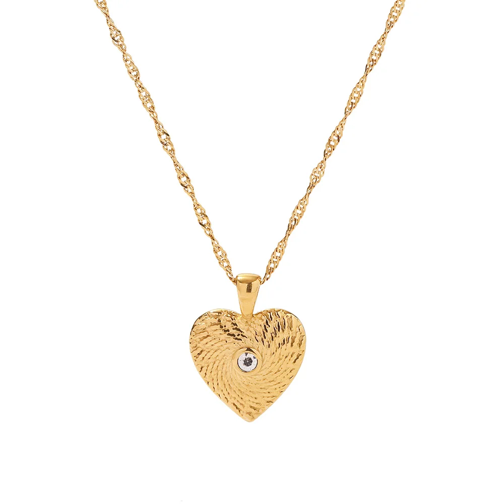 ★Hei★ heart texture pendant necklace★韓国人気★ STUDIO BY KAY Diamond Textured Heart Necklace 1/10 ct tw 24K