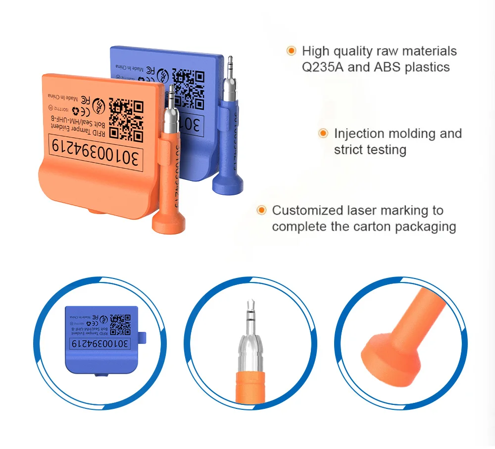 High-Security Customs Wharf Container E-tag Tracker Tamper Evident E-seal UHF Stainless Steel RFID Electronic Bolt Lock Seal
