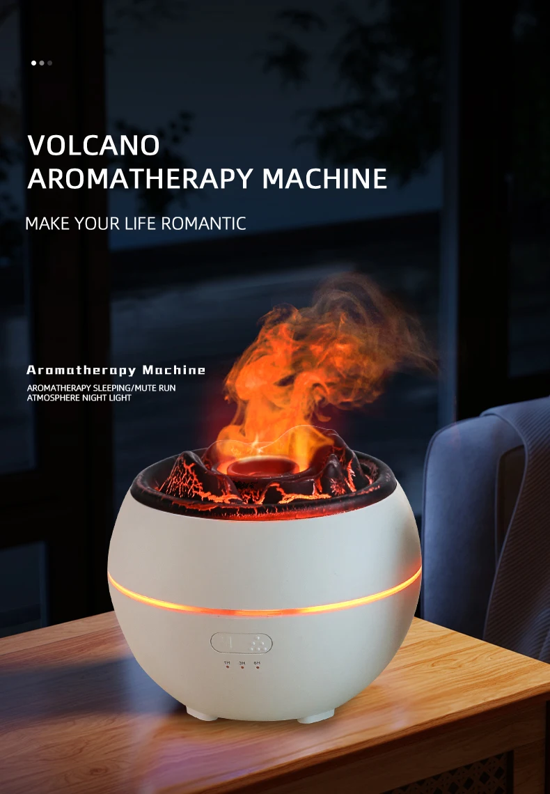 Flame Night Light Fire Lamp Humidifier Flame Diffuser Volcanic Air Humidifier Jellyfish Aroma Diffusers