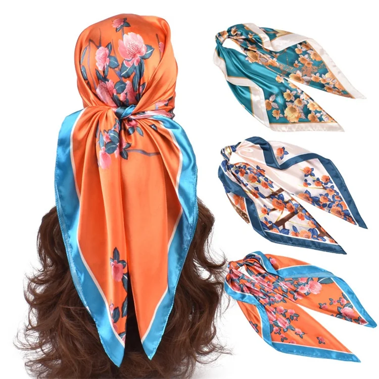 Color Oil Painting Style Polyester Silk Scarf Seven Color God Tree Thin Air Conditioning Shawl Outdoor Sunscreen Scarf Woman