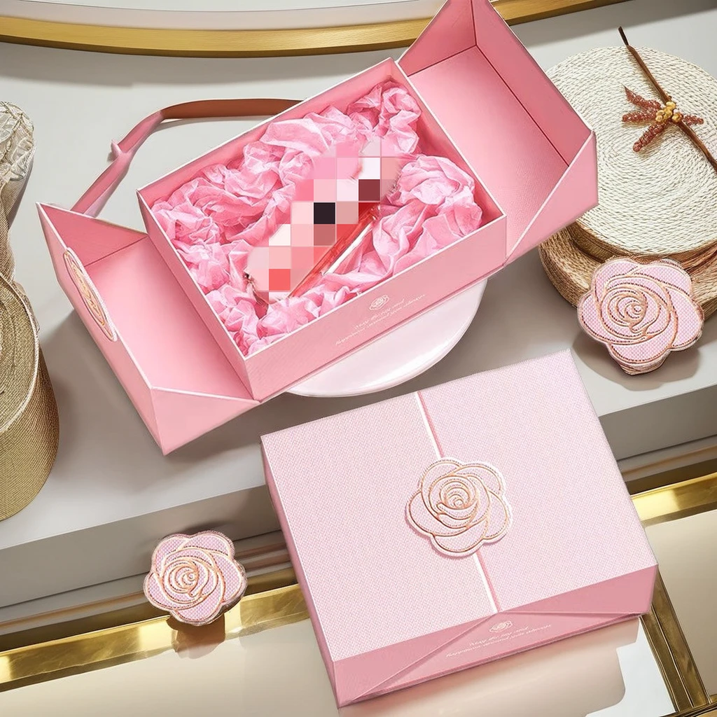 Customized Pink Embossed Logo Paper Romantic Jewelry Gift Box with Ribbon Bow for Cosmetics and Birthday Presents