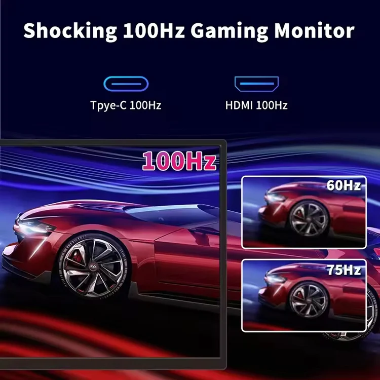 18.5 Inch Ultra-Narrow Frame Portable Monitor 1080p LCD Display Screen 100Hz for Mobile Office Portable Monitor