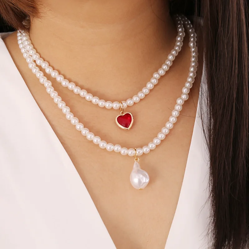 Fashion Sweet Imitation Pearl Ruby 