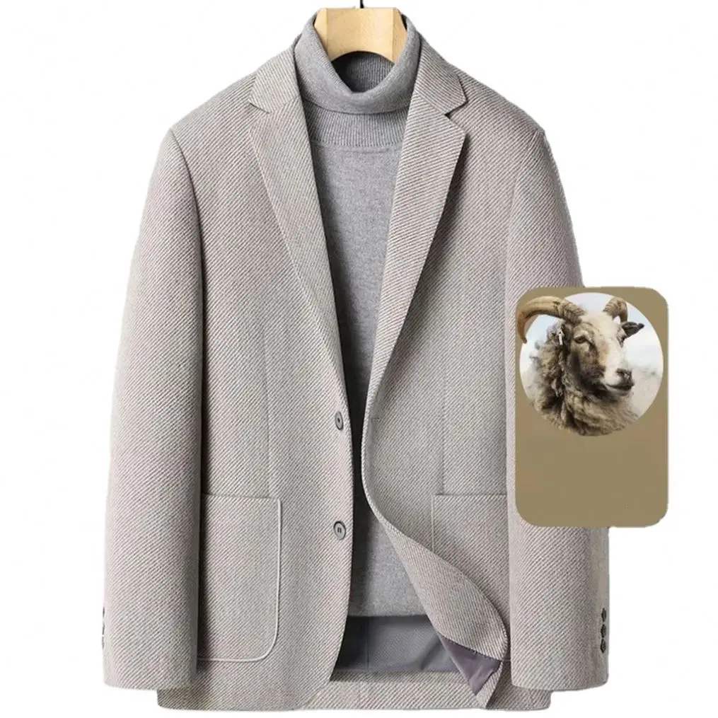 Casual Blazers Men Cashmere Coat British Stylish Vintage Male Business Jacket Handsome Trend Wool Overcoat_voghion.com