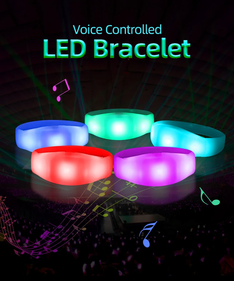 Flashing Silicone Bracelet With Bright Light Wristband Bracelets Sound