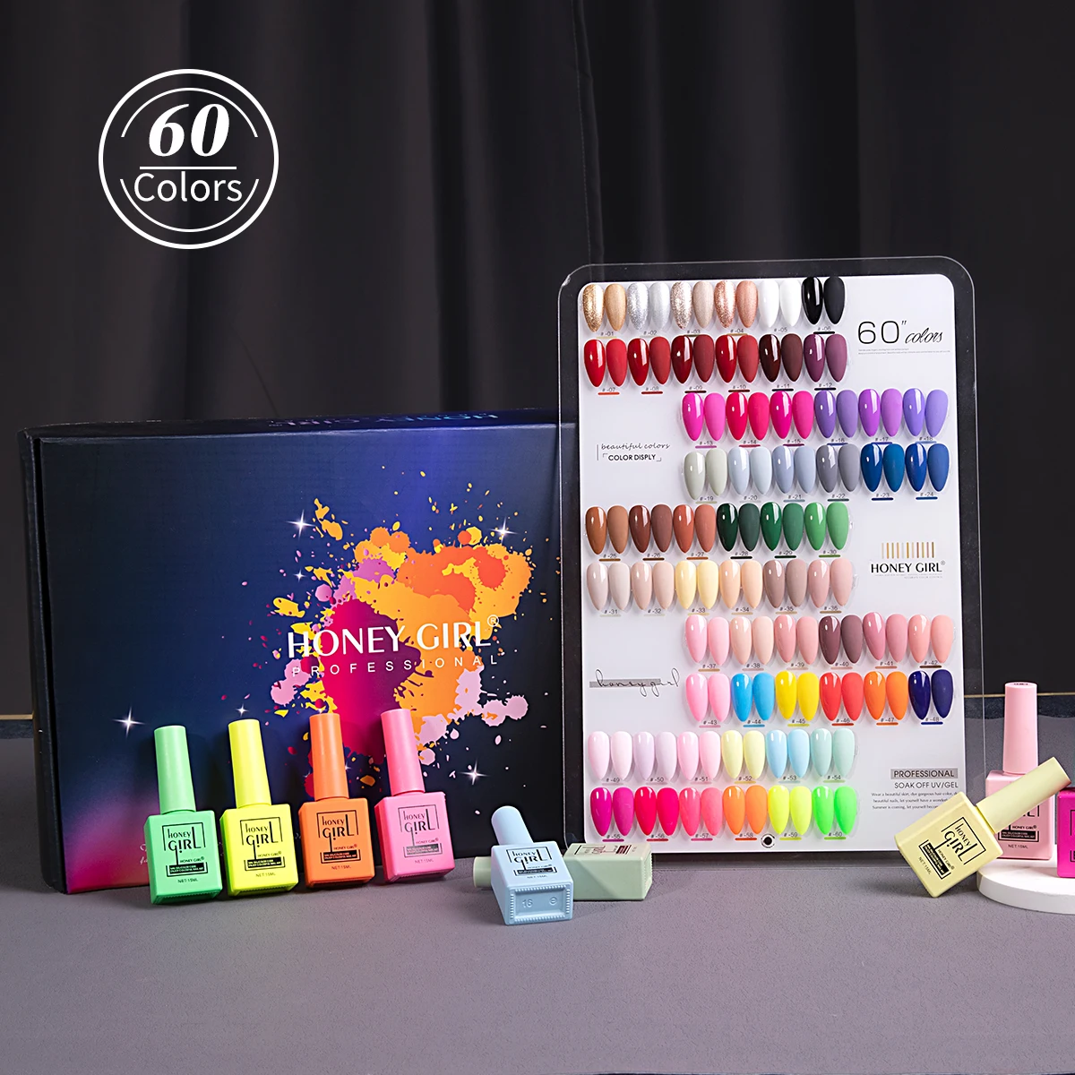 Honeygirl nail supplier oem wholesale cheap soak off 15ml uv gel nail polish set 60 vegan pastel colour create your own brand