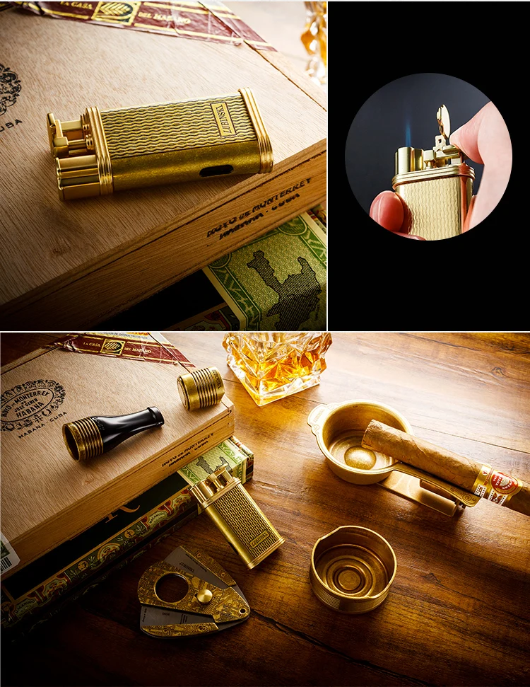 Lubinski Cigar Gift Set With Cigar Tube Lighter Cutter And Ashtray