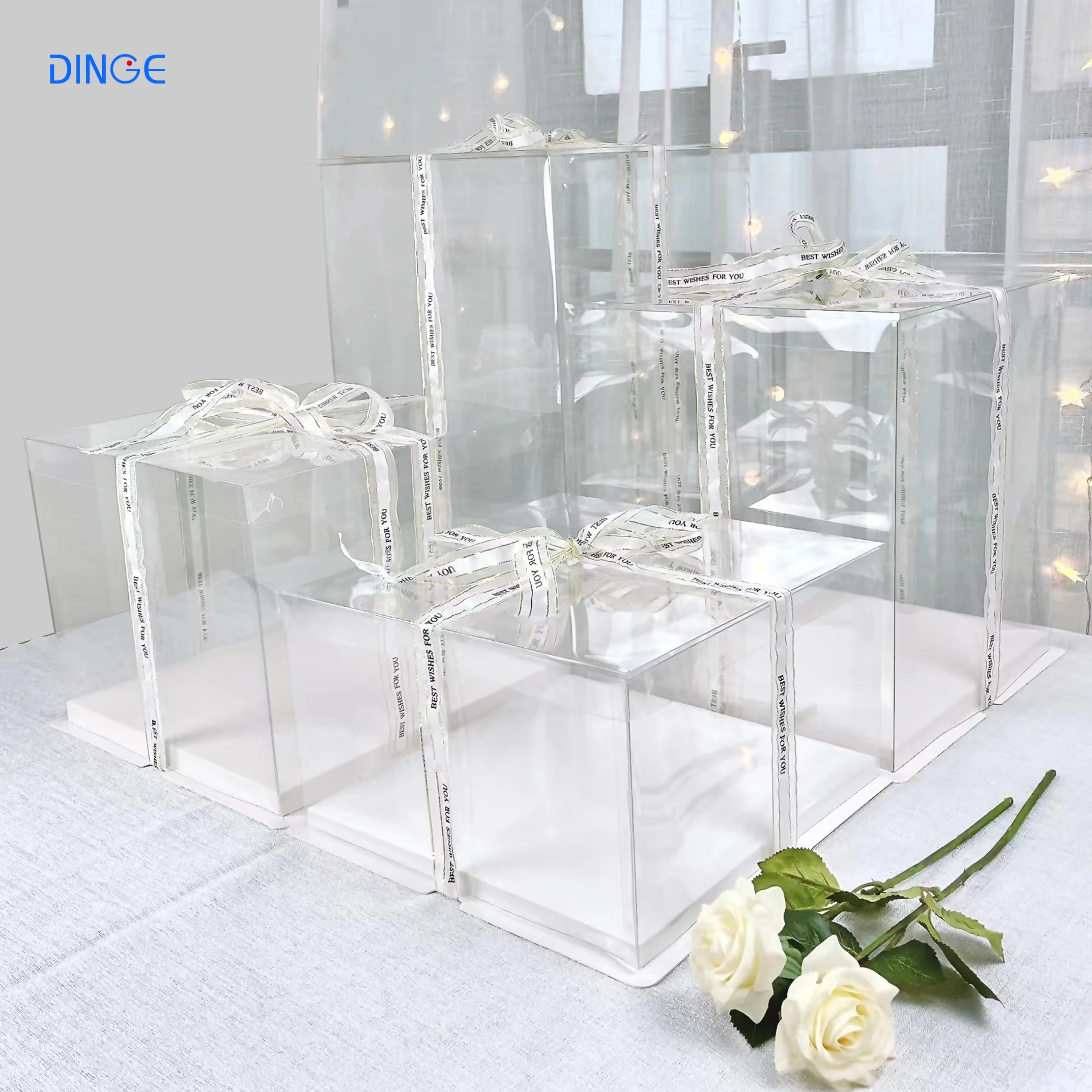 Cake Box Transparent Clear Tall Wedding Plastic Box Custom Wholesale