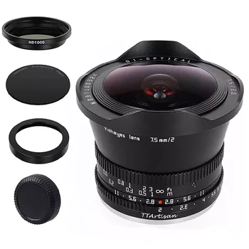 Ttartisan 7.5mm F2 Magnification Manual Focus Fisheye Camera Lens for Sony E Fuji X M43 N Ikon Z Camera with ND 1000 Filter detail image
